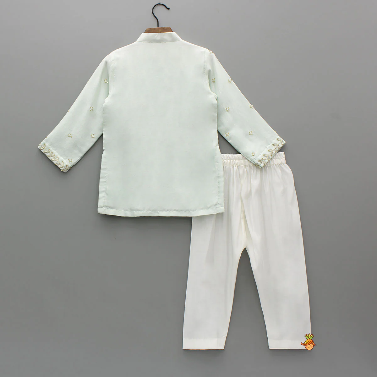 Ethnic Embroidered Blue Embellished Kurta With Pyjama - Image 2