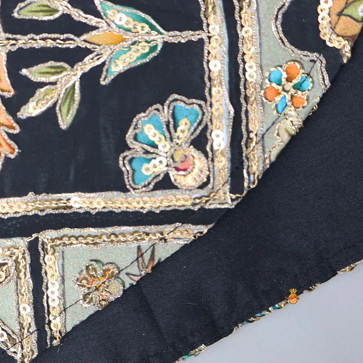 Ethnic Floral Printed And Embroidered Peplum Top With Lehenga - Image 13