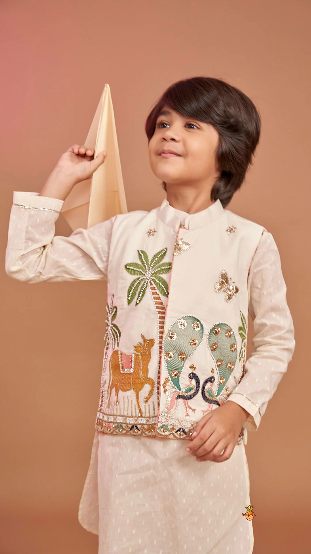 Ethnic Kurta With Beautiful Embroidered Jacket And Pyjama - Image 6
