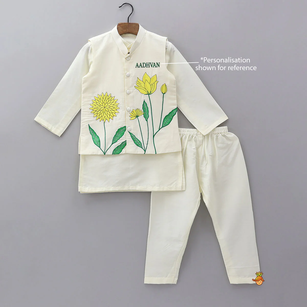 Ethnic Kurta With Beautifully Embroidered Jacket And Pyjama - Image 9