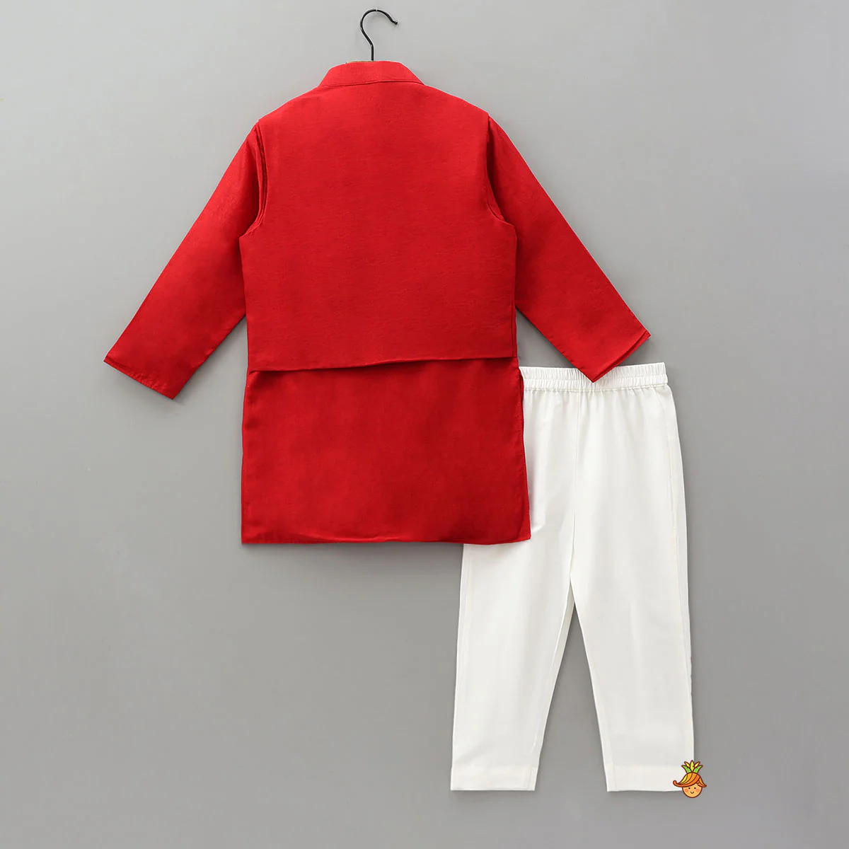 Ethnic Kurta With Embroidered Jacket And Pyjama - Image 2