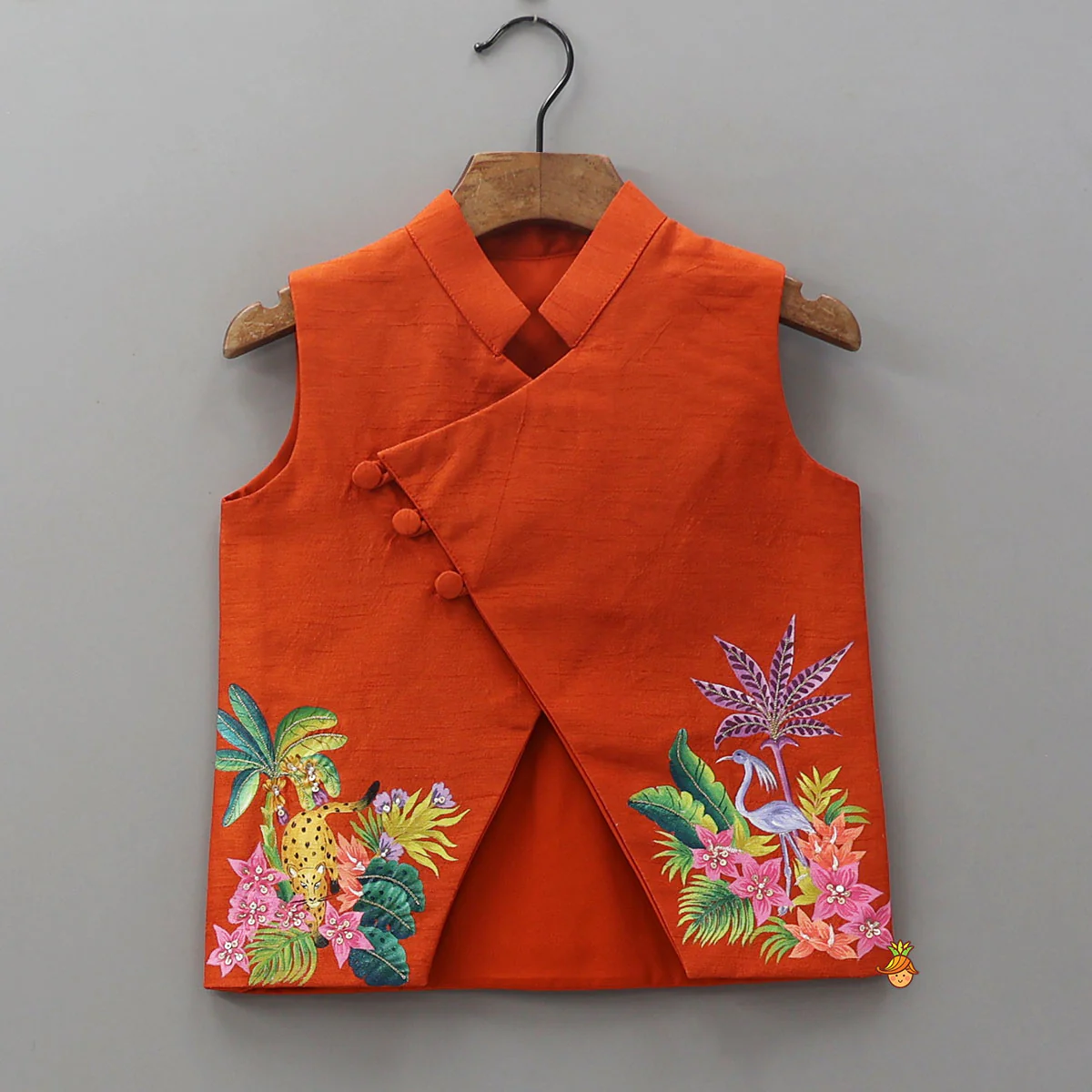 Ethnic Kurta With Hand-Painted Jacket And Matching Dhoti - Image 6