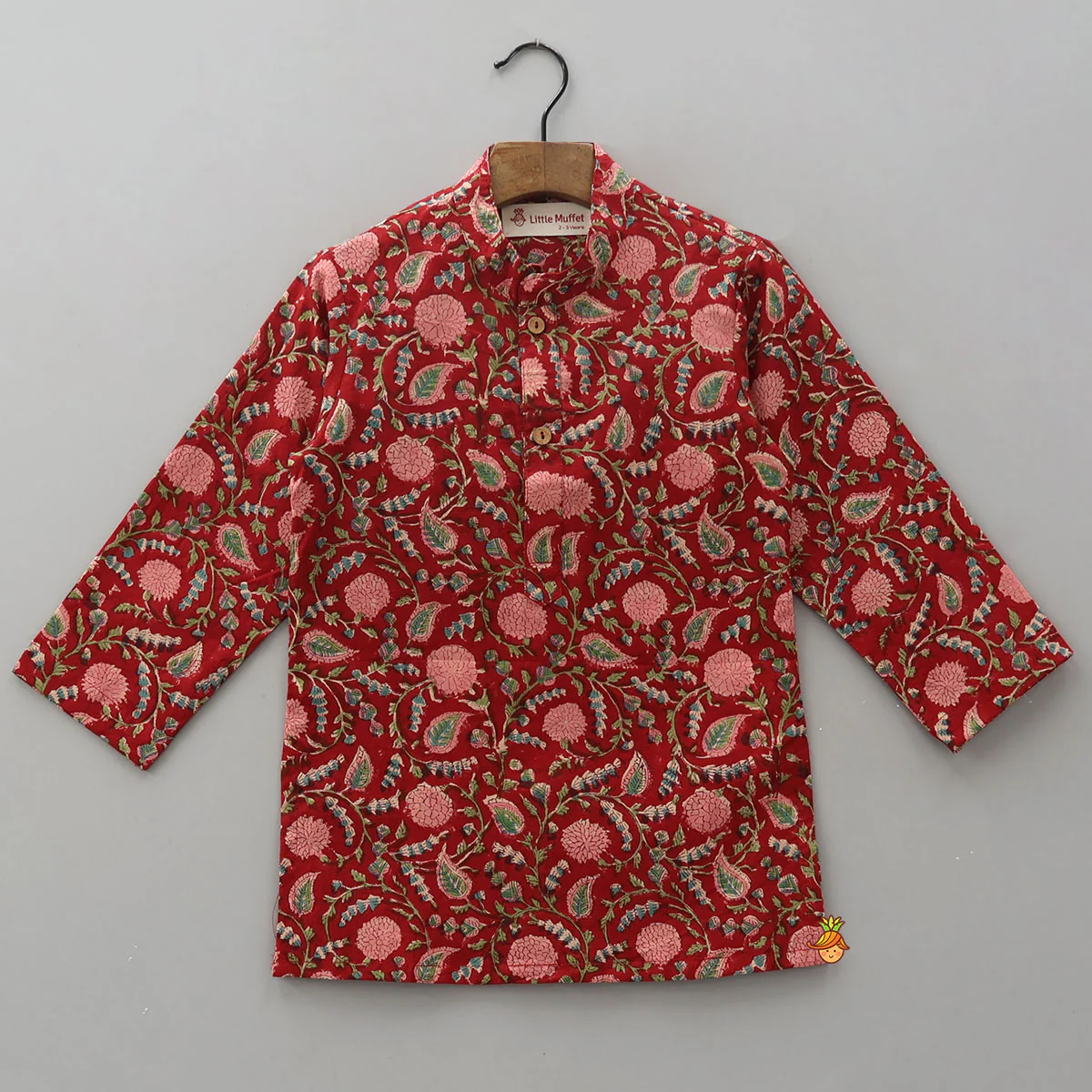 Ethnic Kurta With Loop Buttons Detail Jacket And Dhoti - Image 3