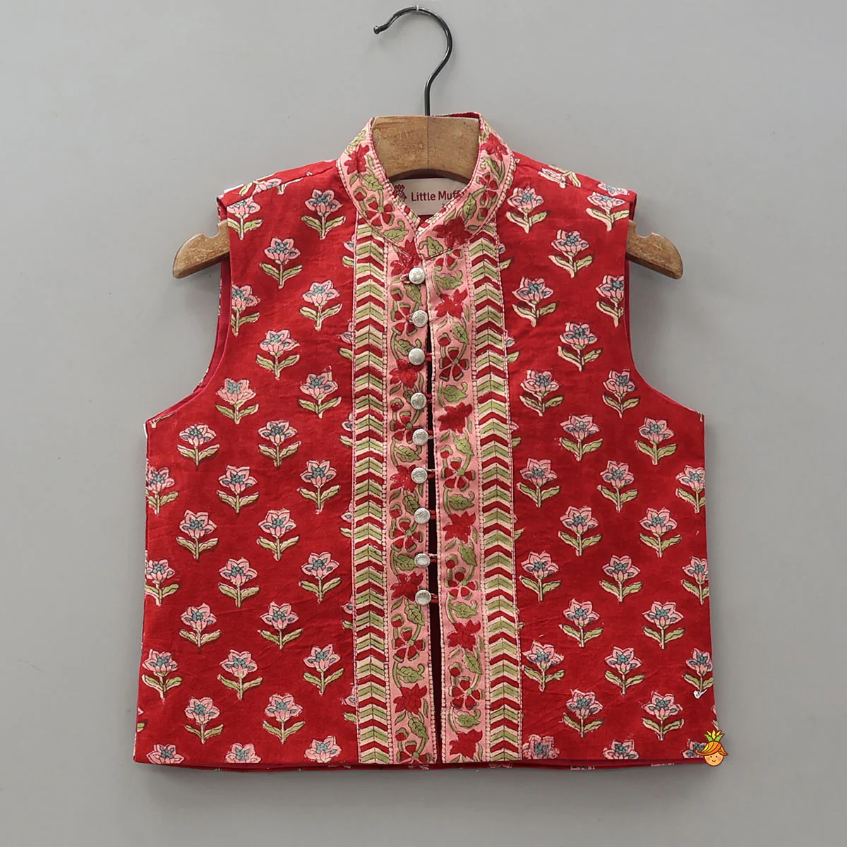 Ethnic Kurta With Loop Buttons Detail Jacket And Dhoti - Image 5