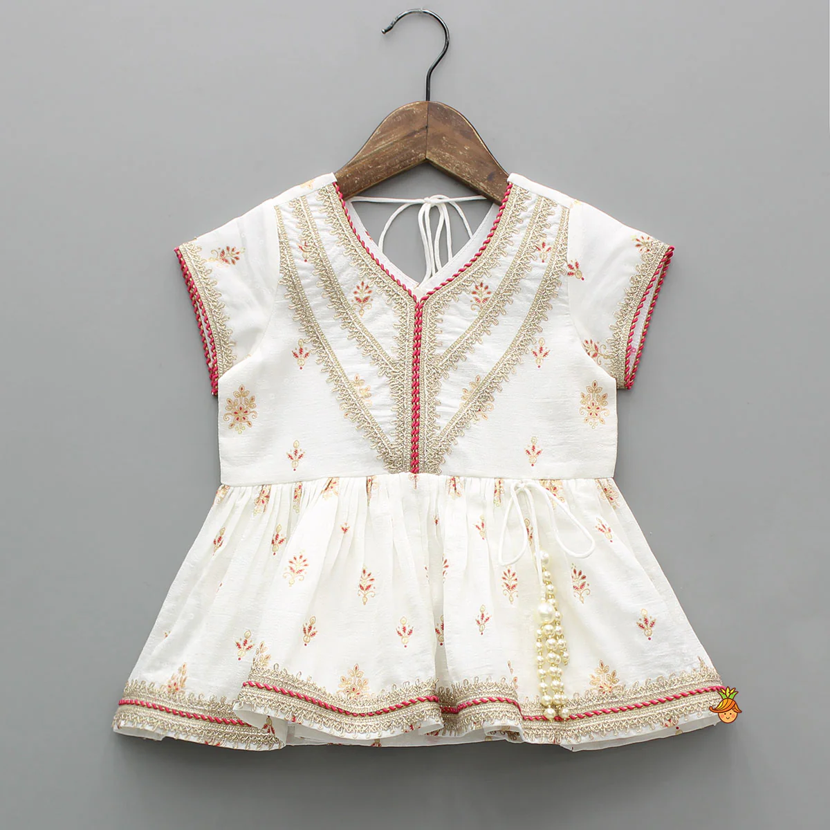 Ethnic Printed Peplum Kurti With Matching Sharara And Dupatta - Image 4