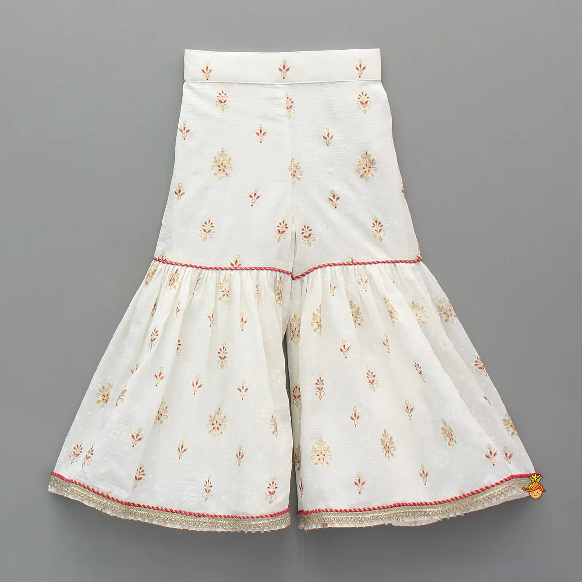 Ethnic Printed Peplum Kurti With Matching Sharara And Dupatta - Image 5