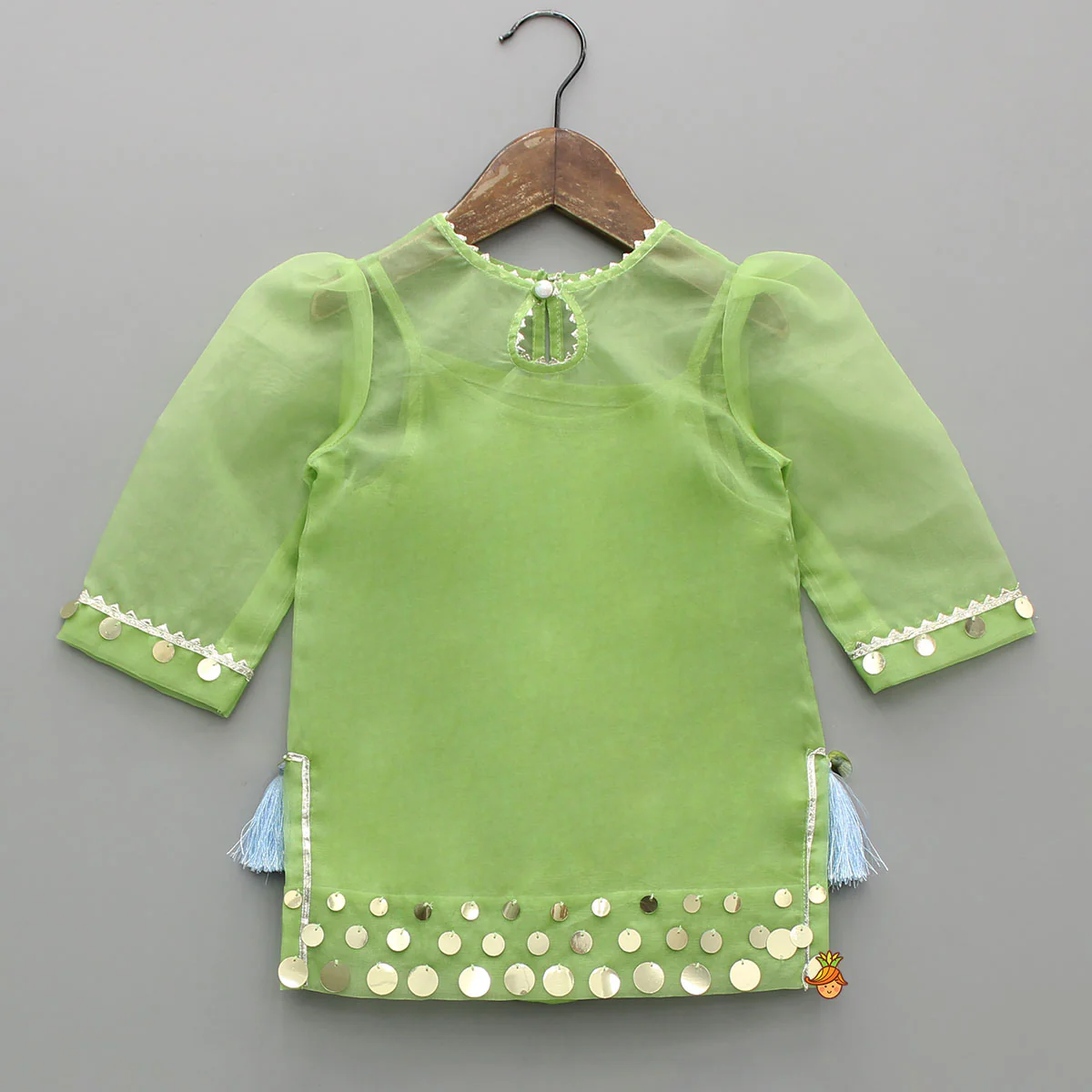 Ethnic Strappy Top With Embellished Kurti And Ruffled Sharara With Dupatta - Image 5