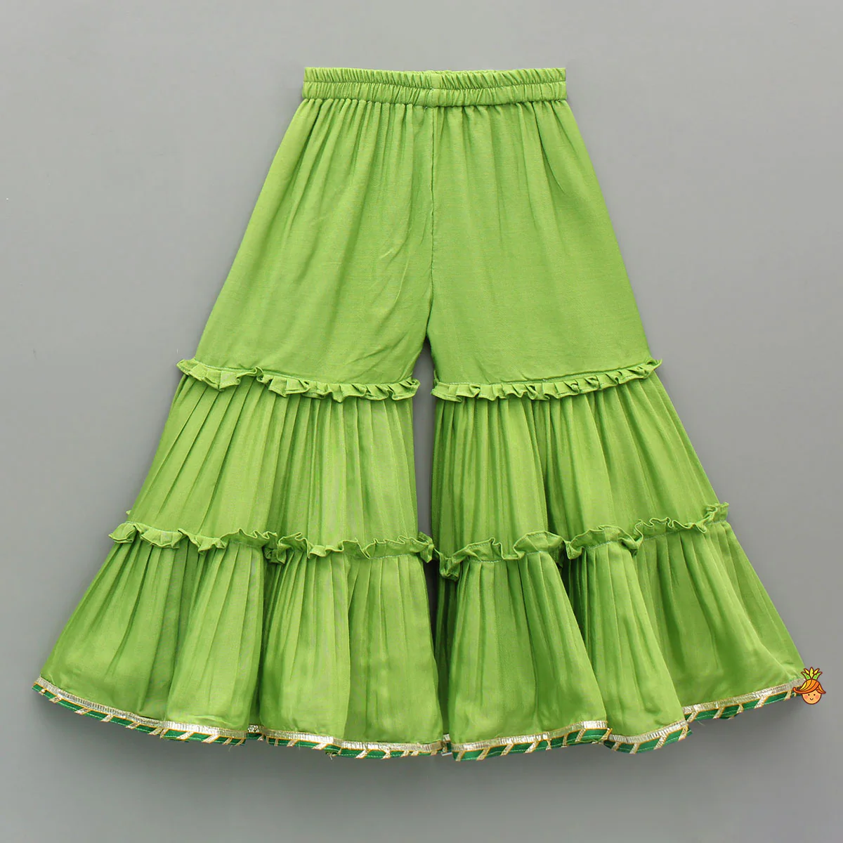 Ethnic Strappy Top With Embellished Kurti And Ruffled Sharara With Dupatta - Image 6