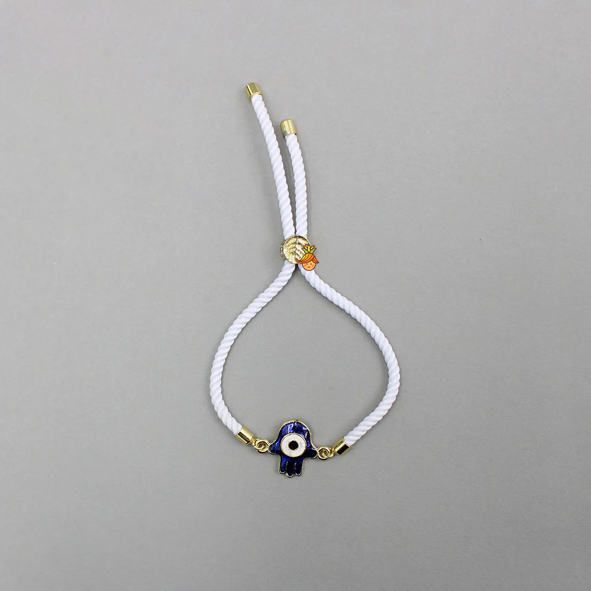 Evil Eye Adjustable White Rope String Rakhi
