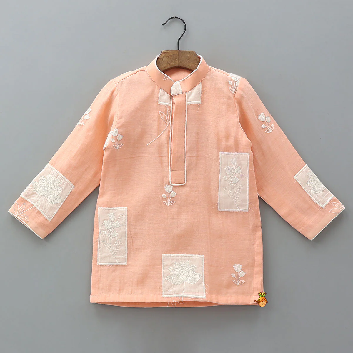 Exquisite Floral Applique Work Kurta And Pyjama - Image 3