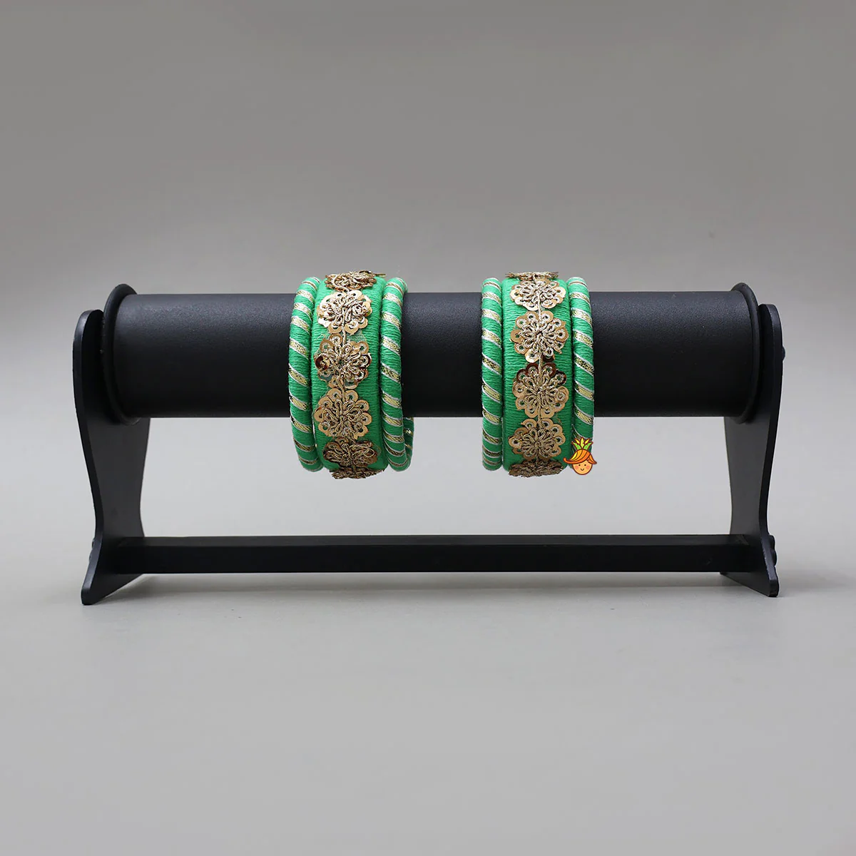 Exquisite Floral Sequin Work Thread Bangles - Image 6