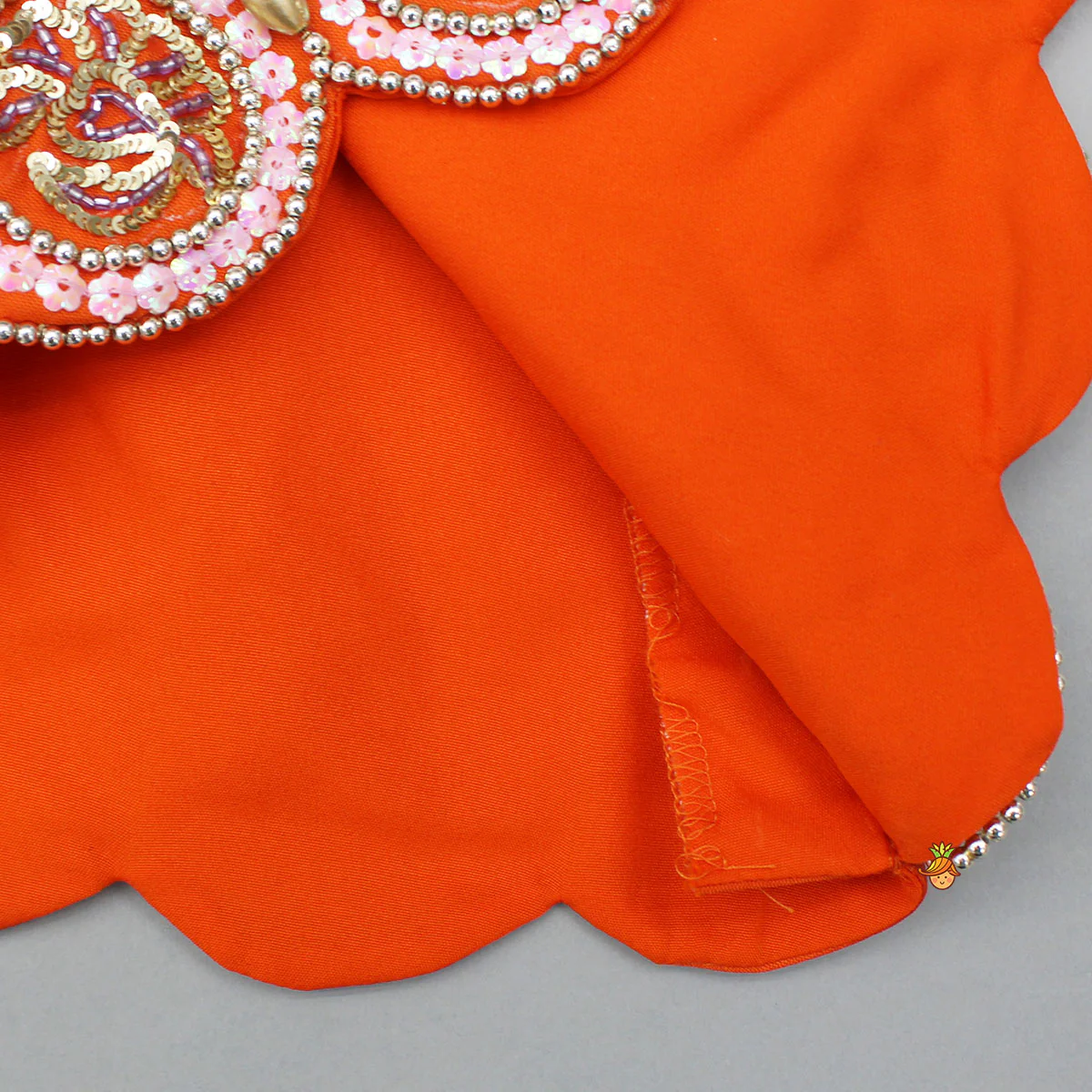 Exquisite Orange Kurti With Flared Sharara And Choker Dupatta - Image 11