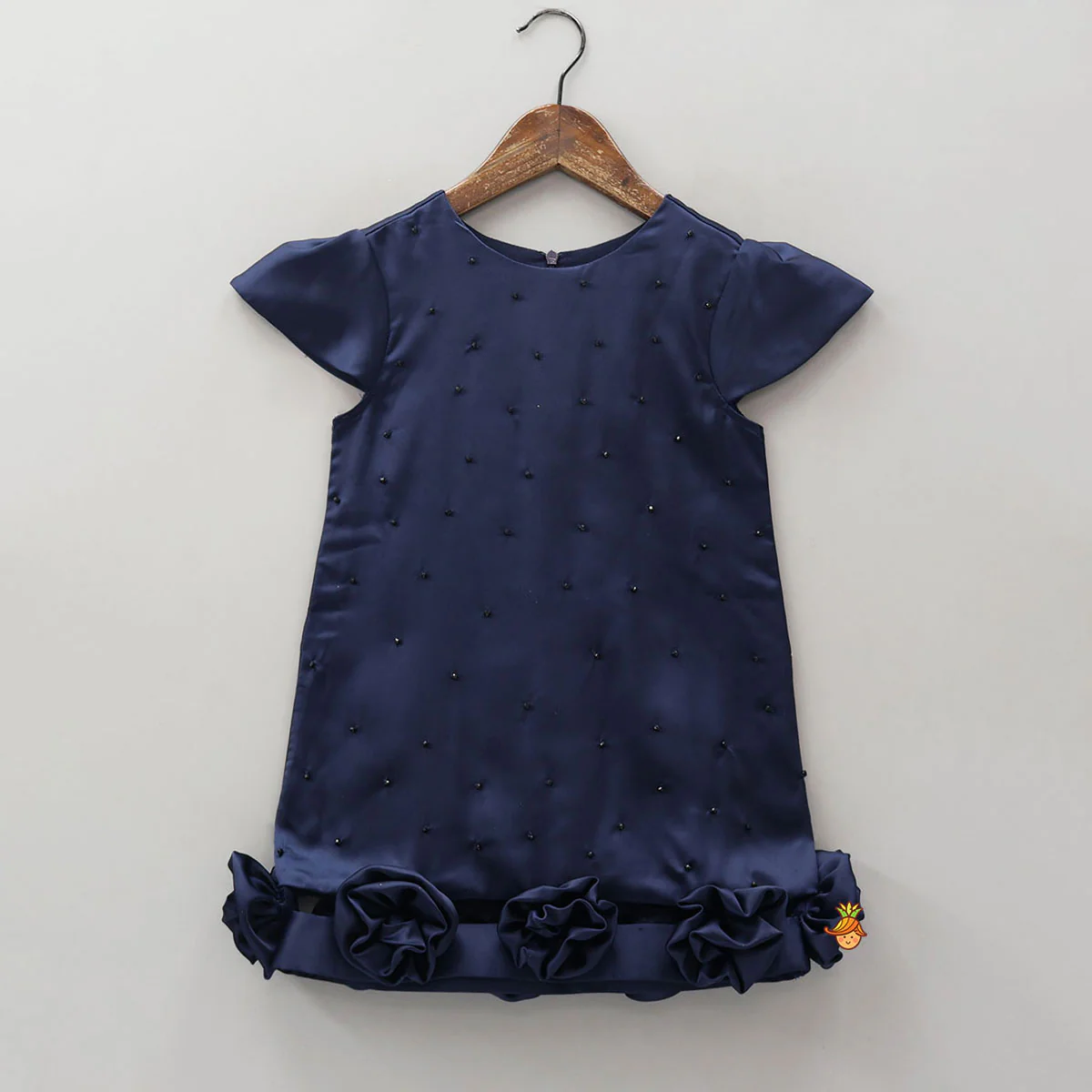 Fabric Roses Adorned Dress With Chain Sling Bag - Image 3
