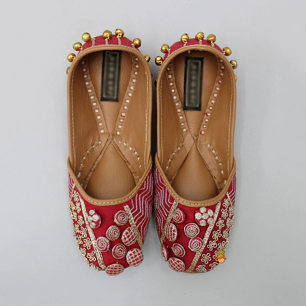 Fabulous Embroidered Small Bells Embellished Jutti - Image 3