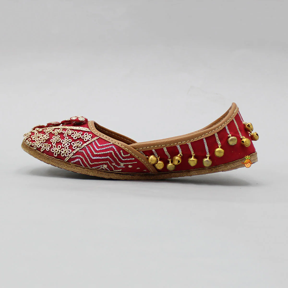 Fabulous Embroidered Small Bells Embellished Jutti - Image 4