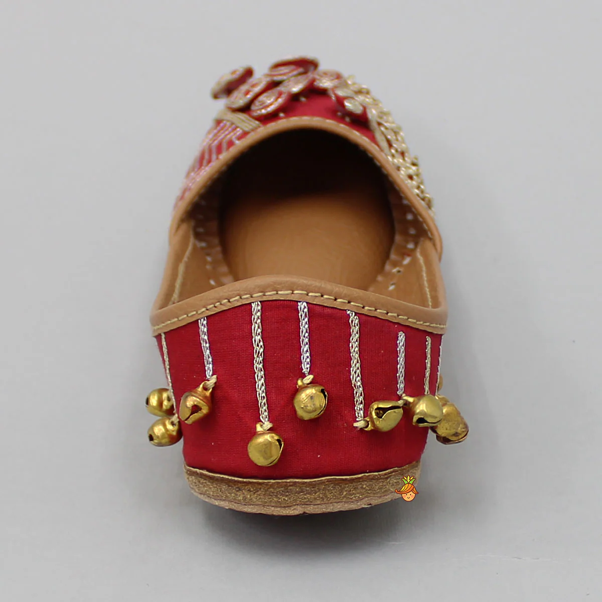 Fabulous Embroidered Small Bells Embellished Jutti - Image 5