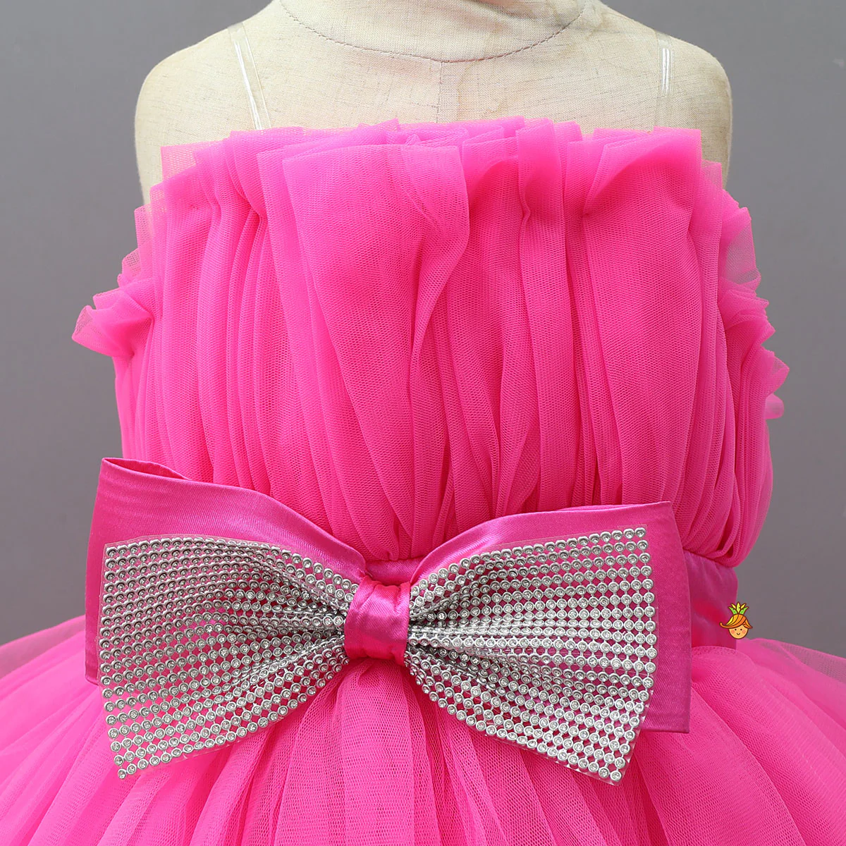 Fancy Bow Adorned Frilly Layered Trail Dress - Image 3