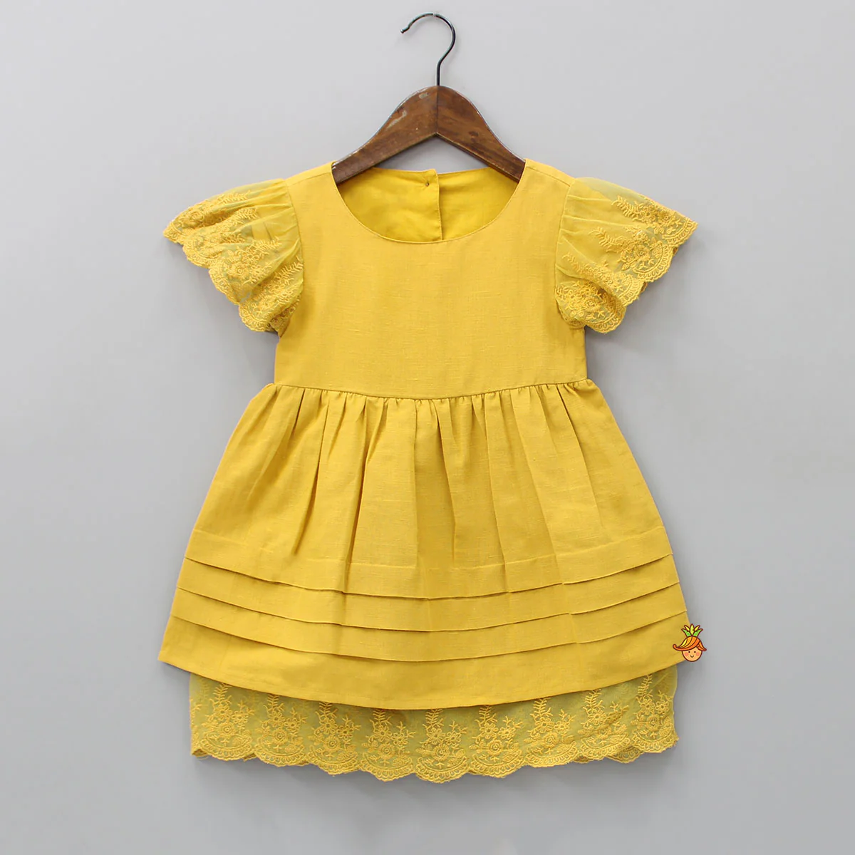 Fancy Lace Detailed Dress At Hems