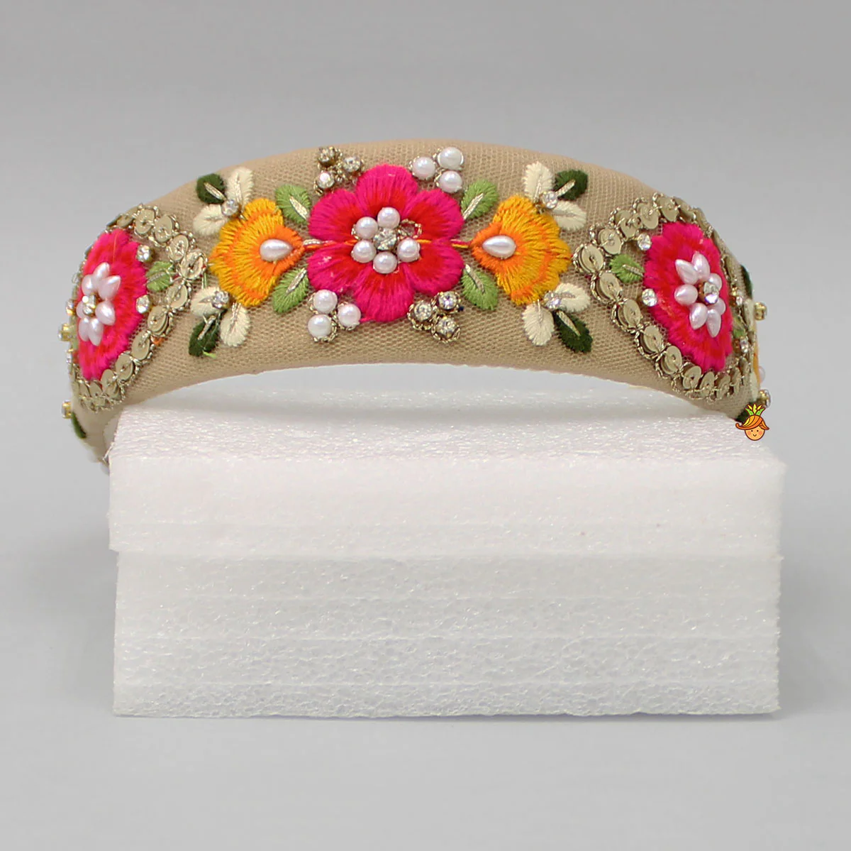 Fancy Multicolour Thread Embroidered Net Hair Band - Image 2