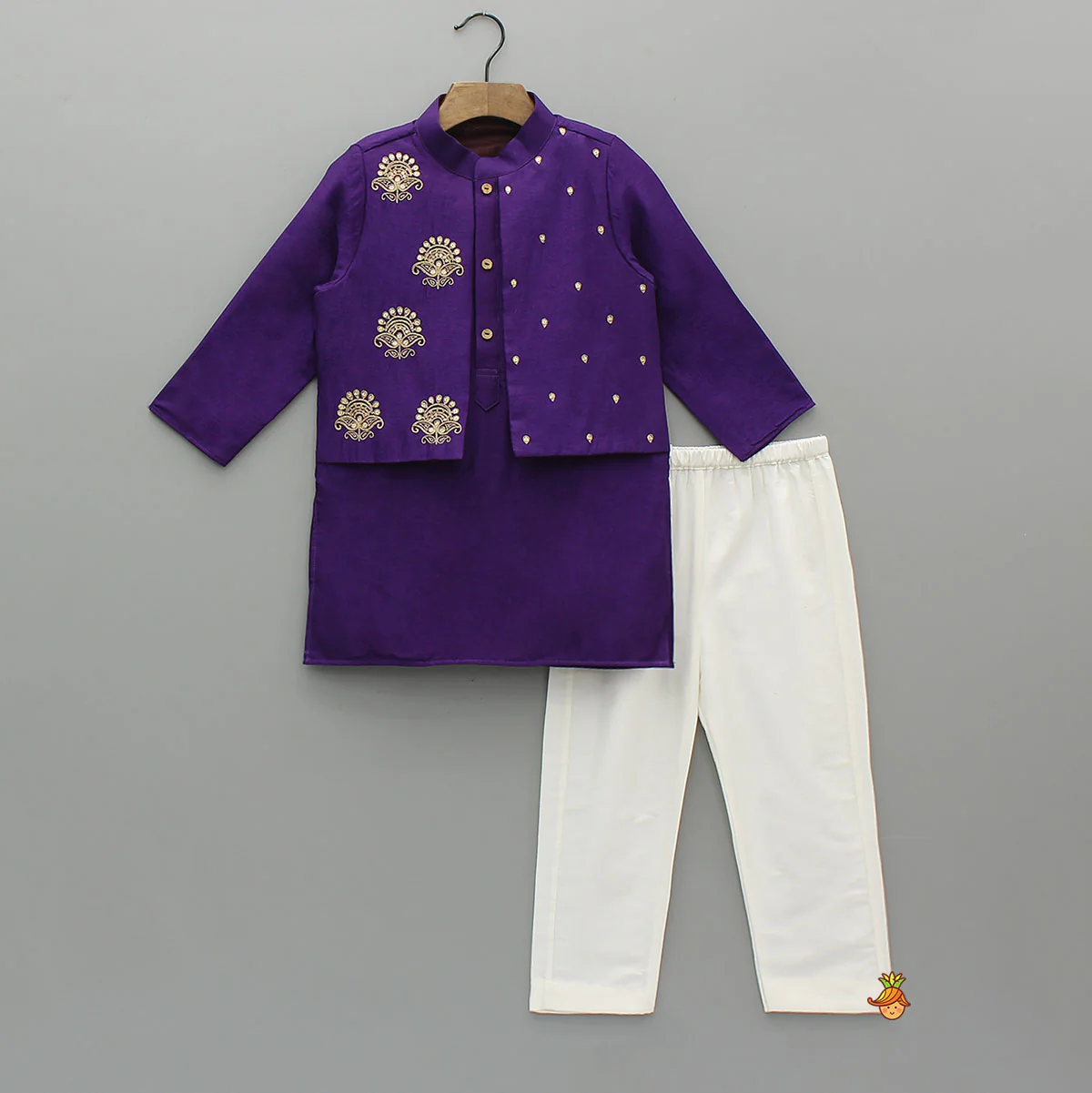 Faux Jacket Style Sequin Embroidered Kurta With Pyjama