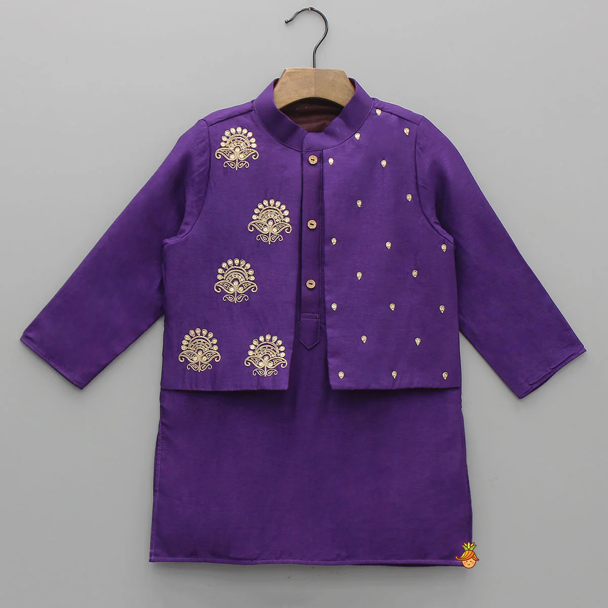 Faux Jacket Style Sequin Embroidered Kurta With Pyjama - Image 3