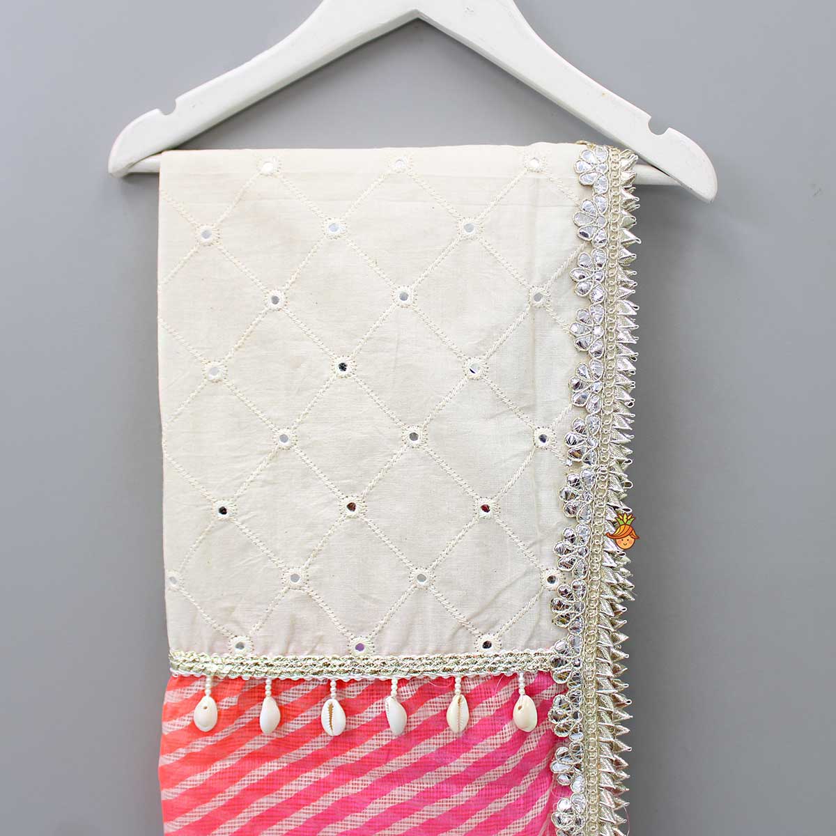 Faux Mirror And Gota Lace Work Dupatta - Image 2
