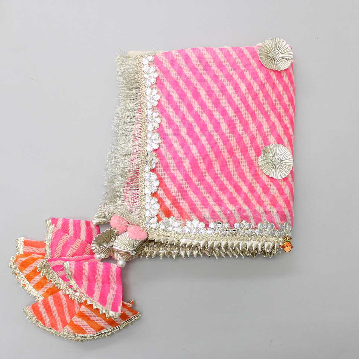 Faux Mirror And Gota Lace Work Dupatta - Image 3
