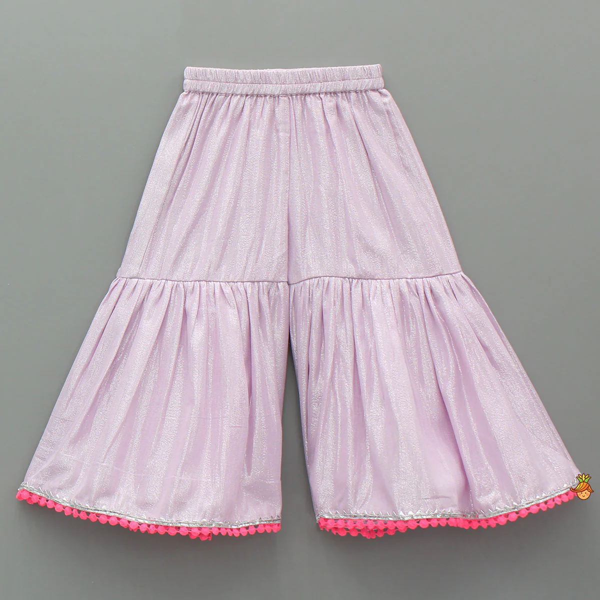 Faux Mirror Embroidered Pink Top With Shimmery Sharara - Image 4