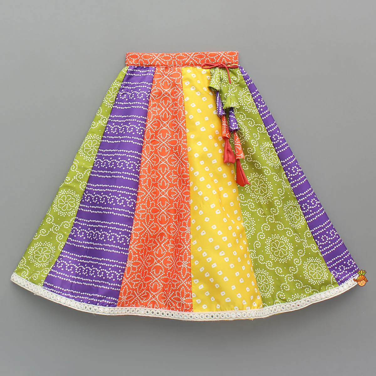 Faux Mirror Lace Work Top And Lehenga - Image 4