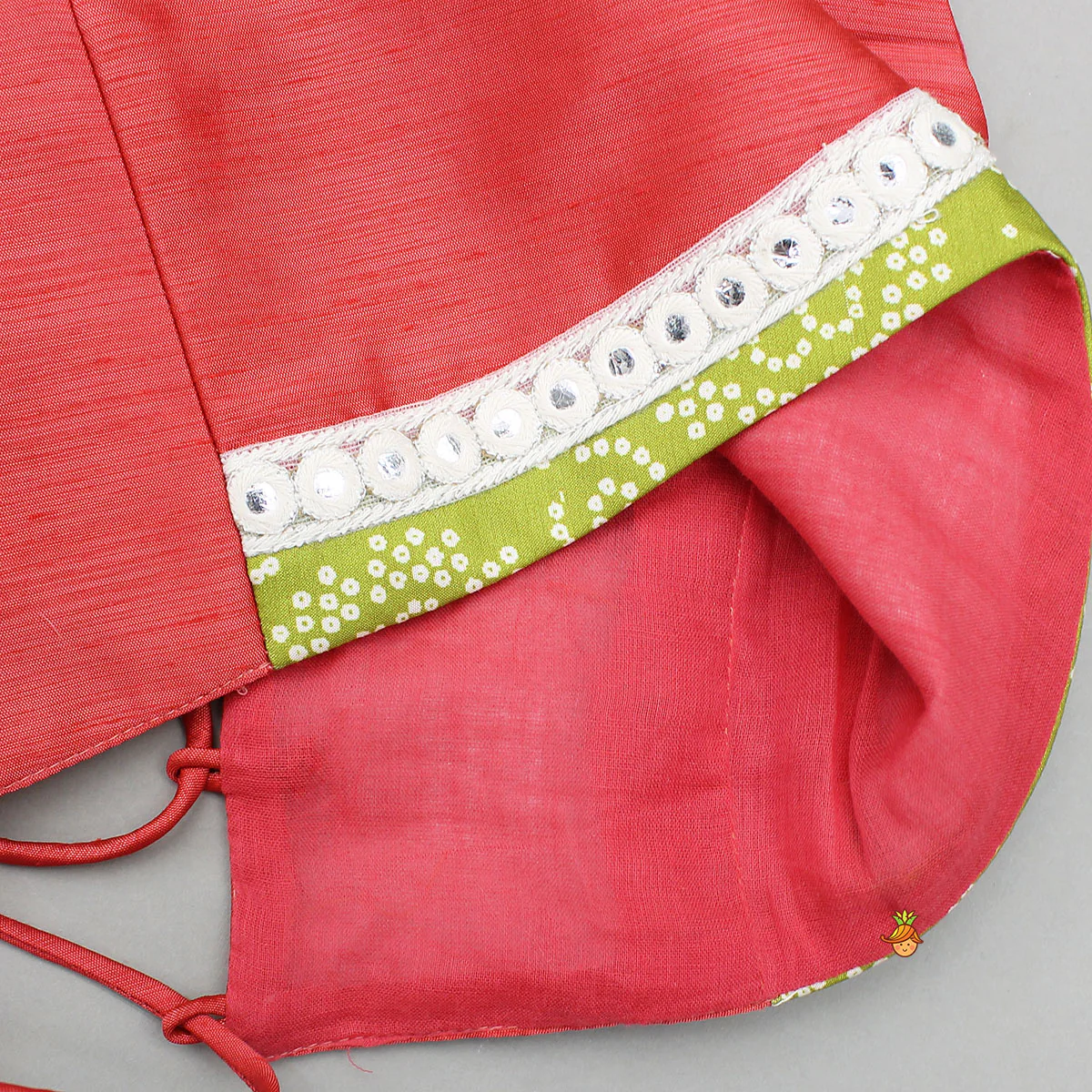 Faux Mirror Lace Work Top And Lehenga - Image 5