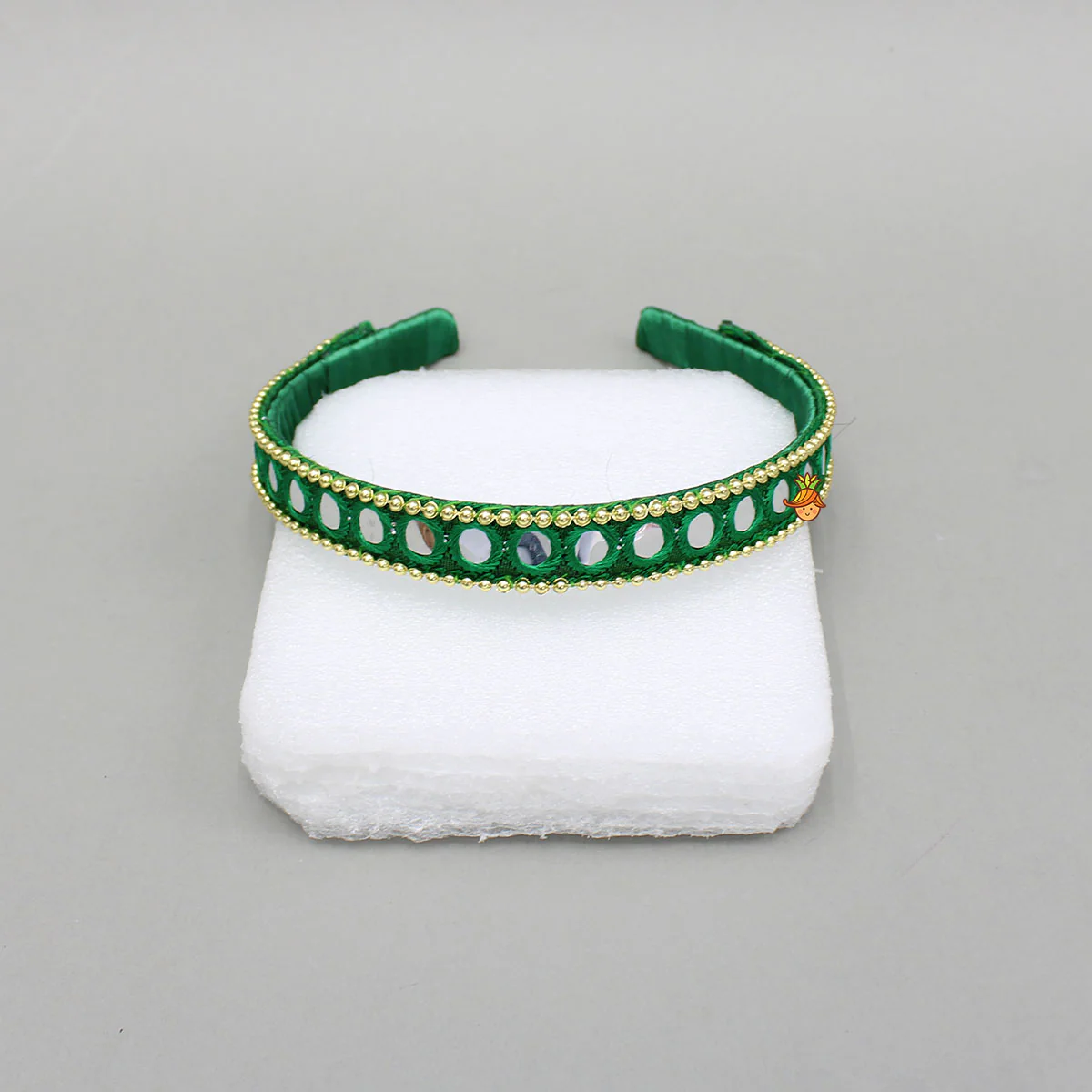 Faux Mirror Work Green Hair Band - Image 2
