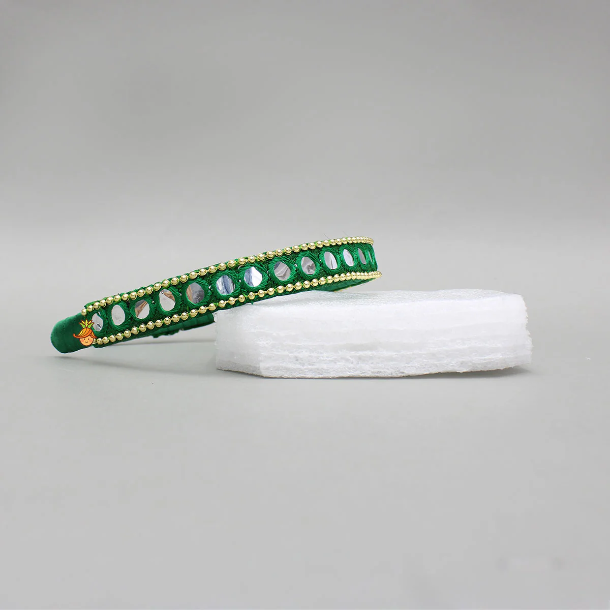 Faux Mirror Work Green Hair Band - Image 3