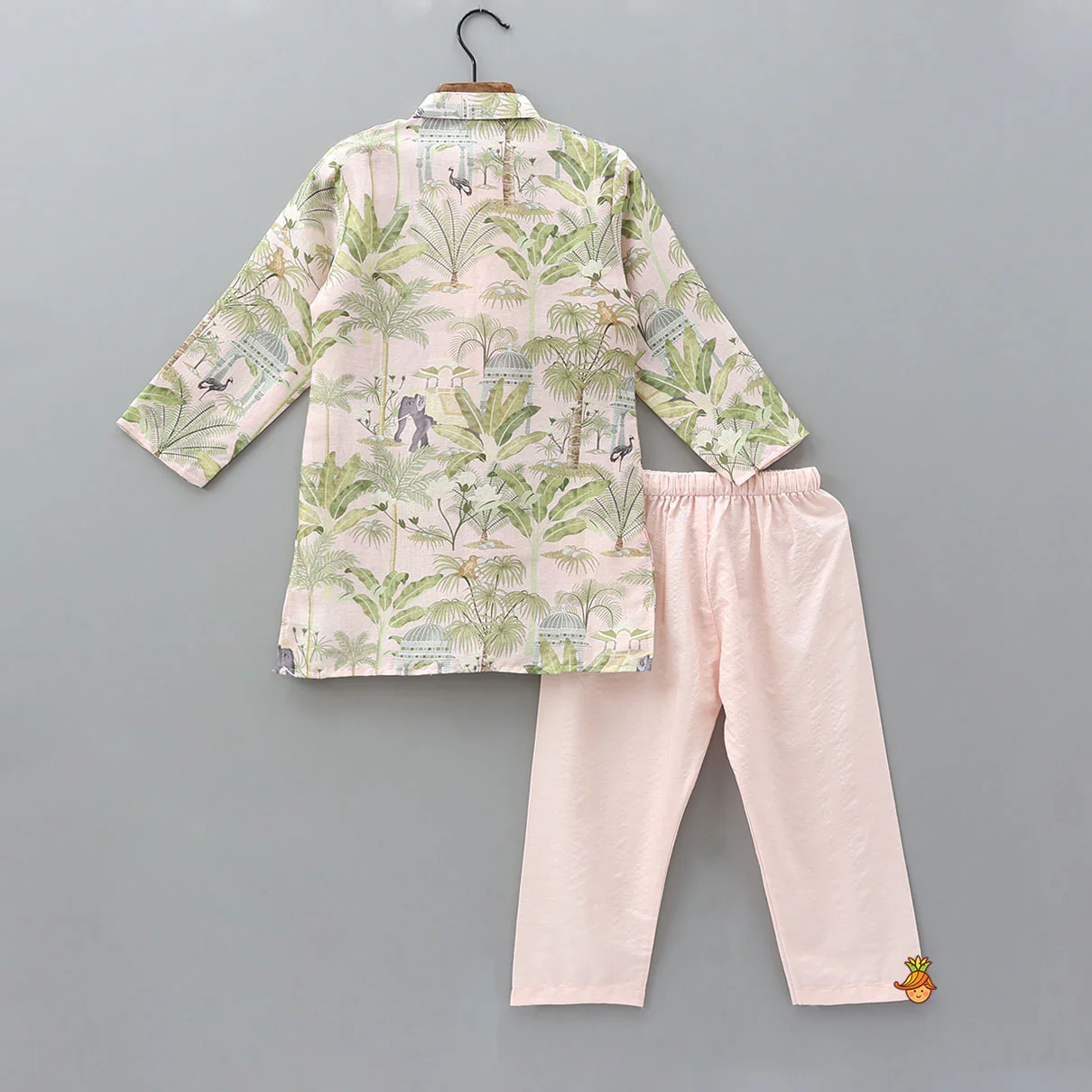 Faux Mirror Work Printed Kurta With Pyjama - Image 2