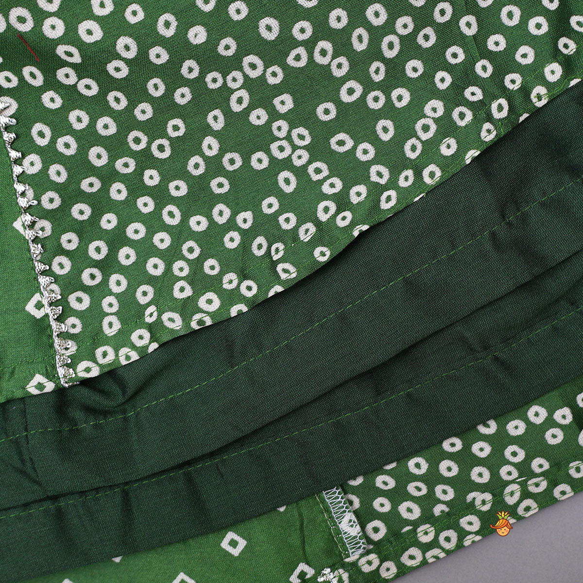 Faux Mirror Work Top And Bandhani Printed Lehenga - Image 6