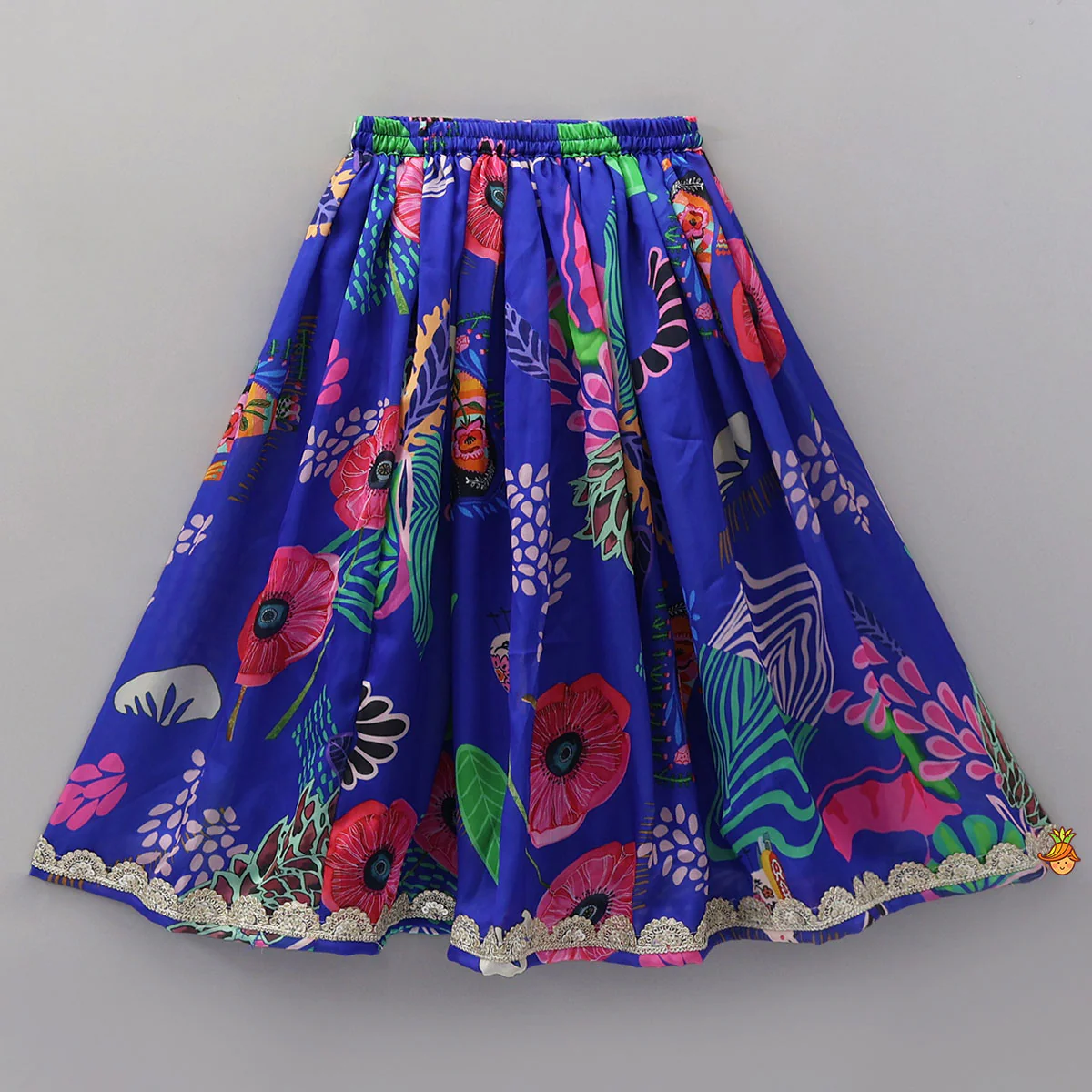 Faux Mirror Work Top And Printed Lehenga - Image 4