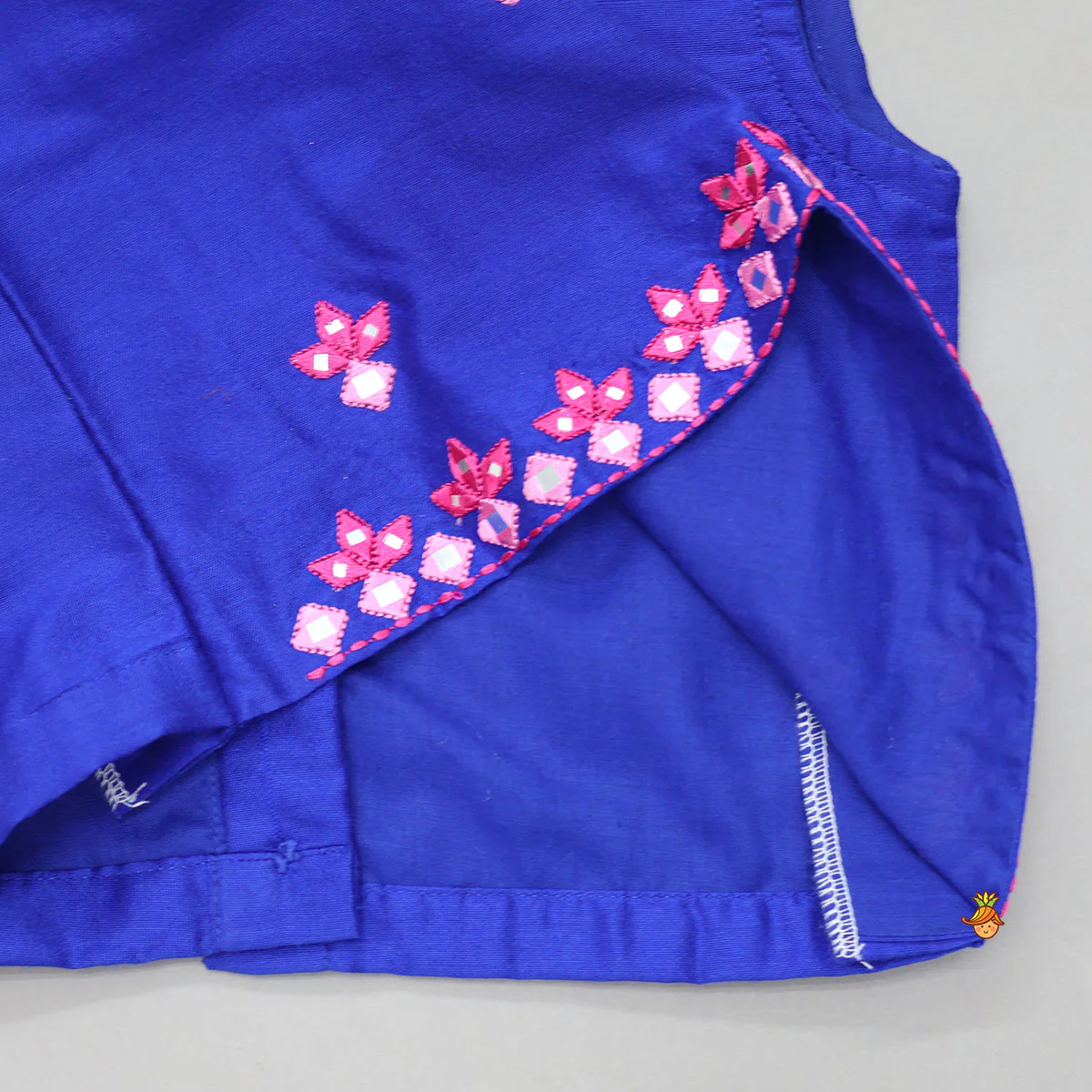 Faux Mirror Work Top And Printed Lehenga - Image 5