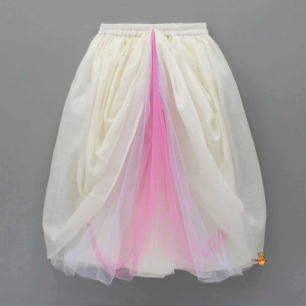 Faux Mirror Work Top And Stylish Lehenga With Net Dupatta - Image 5