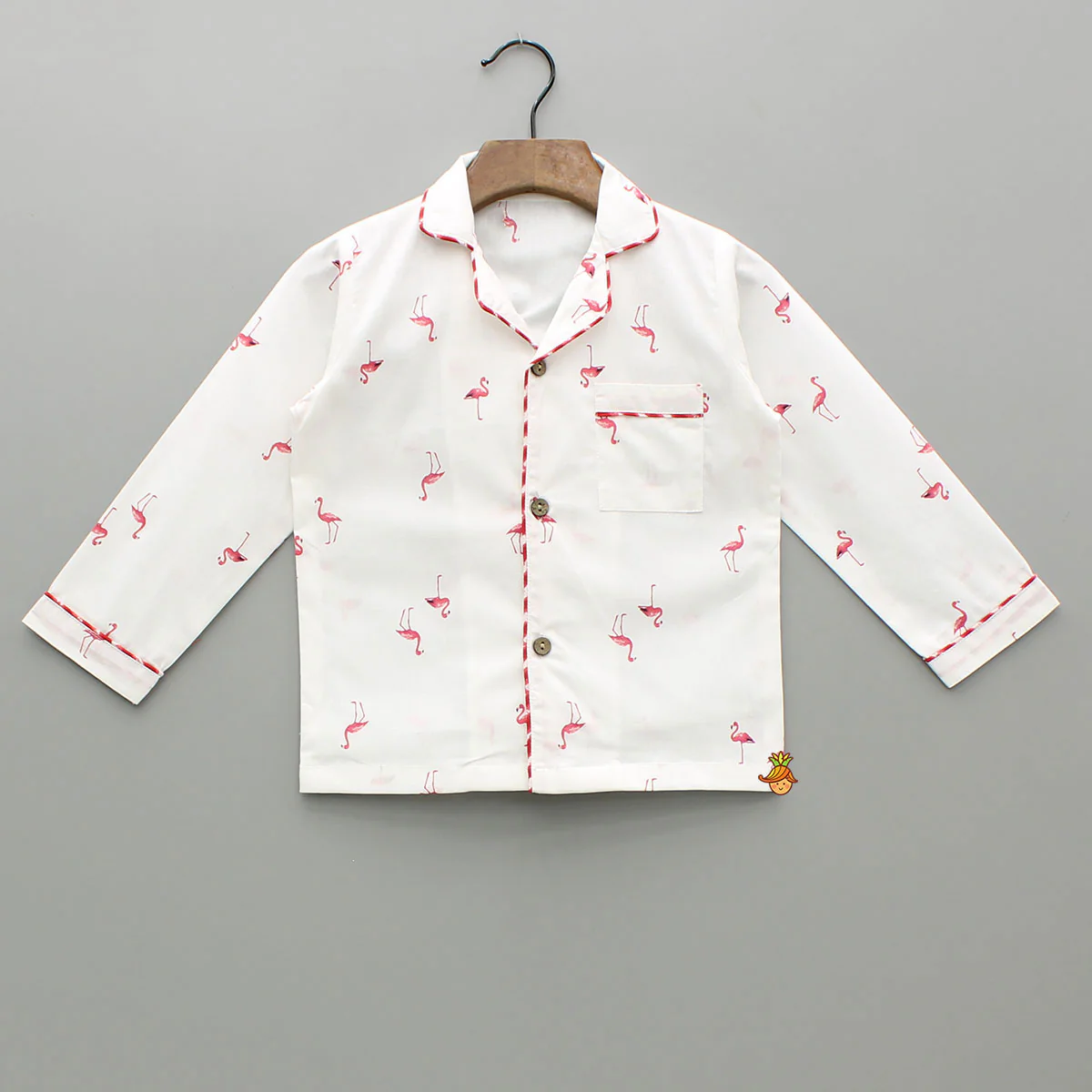 Flamingoes Printed Notch Collar Sleepwear - Image 3