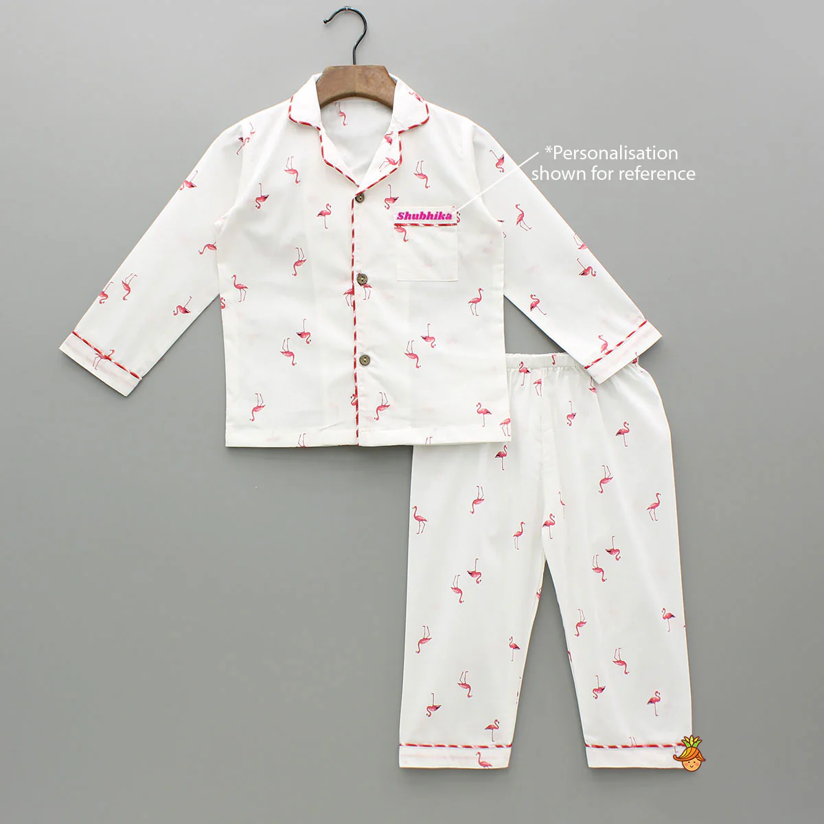 Flamingoes Printed Notch Collar Sleepwear - Image 6