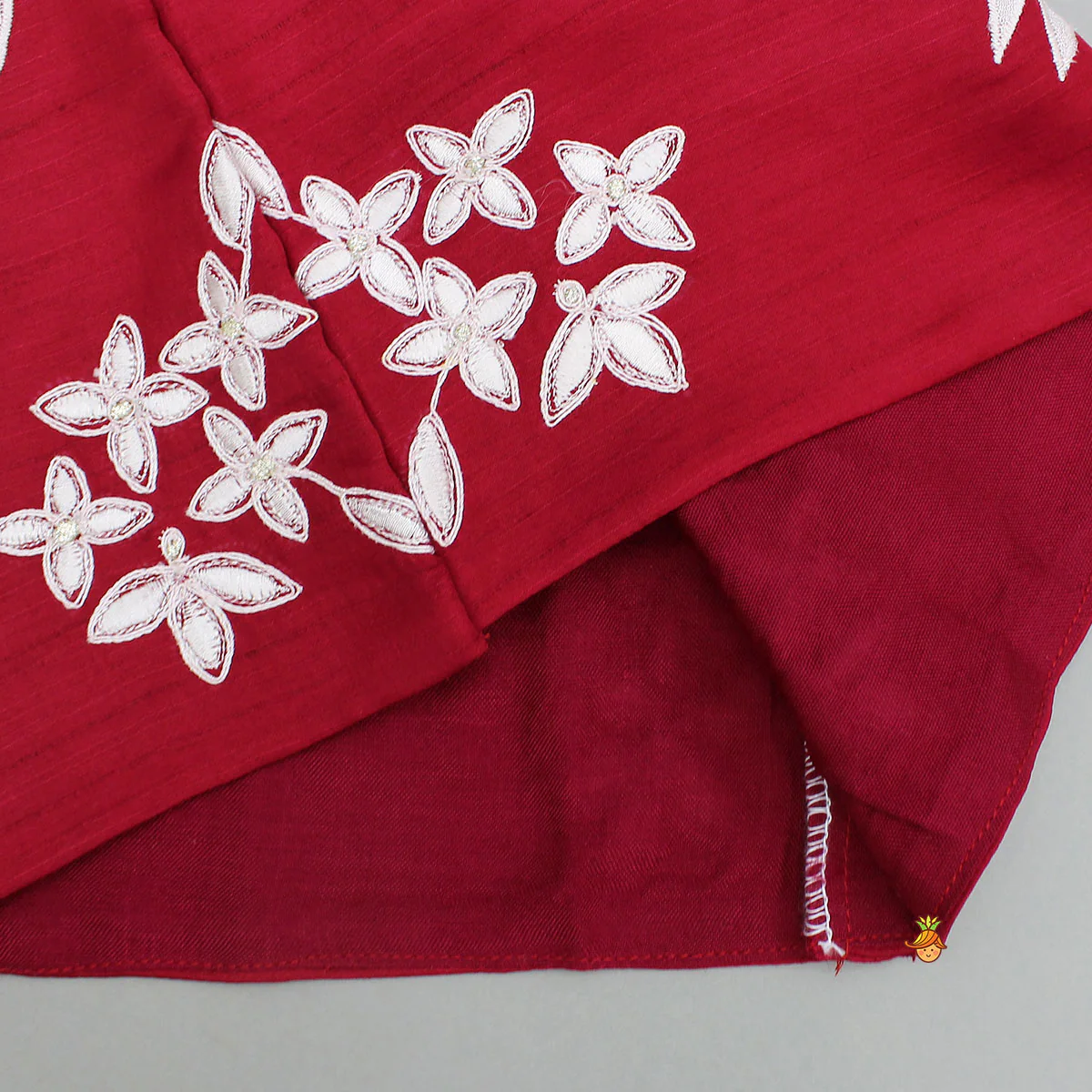 Floral Applique V-Neck Top And Lehenga With Stylish Dupatta - Image 6