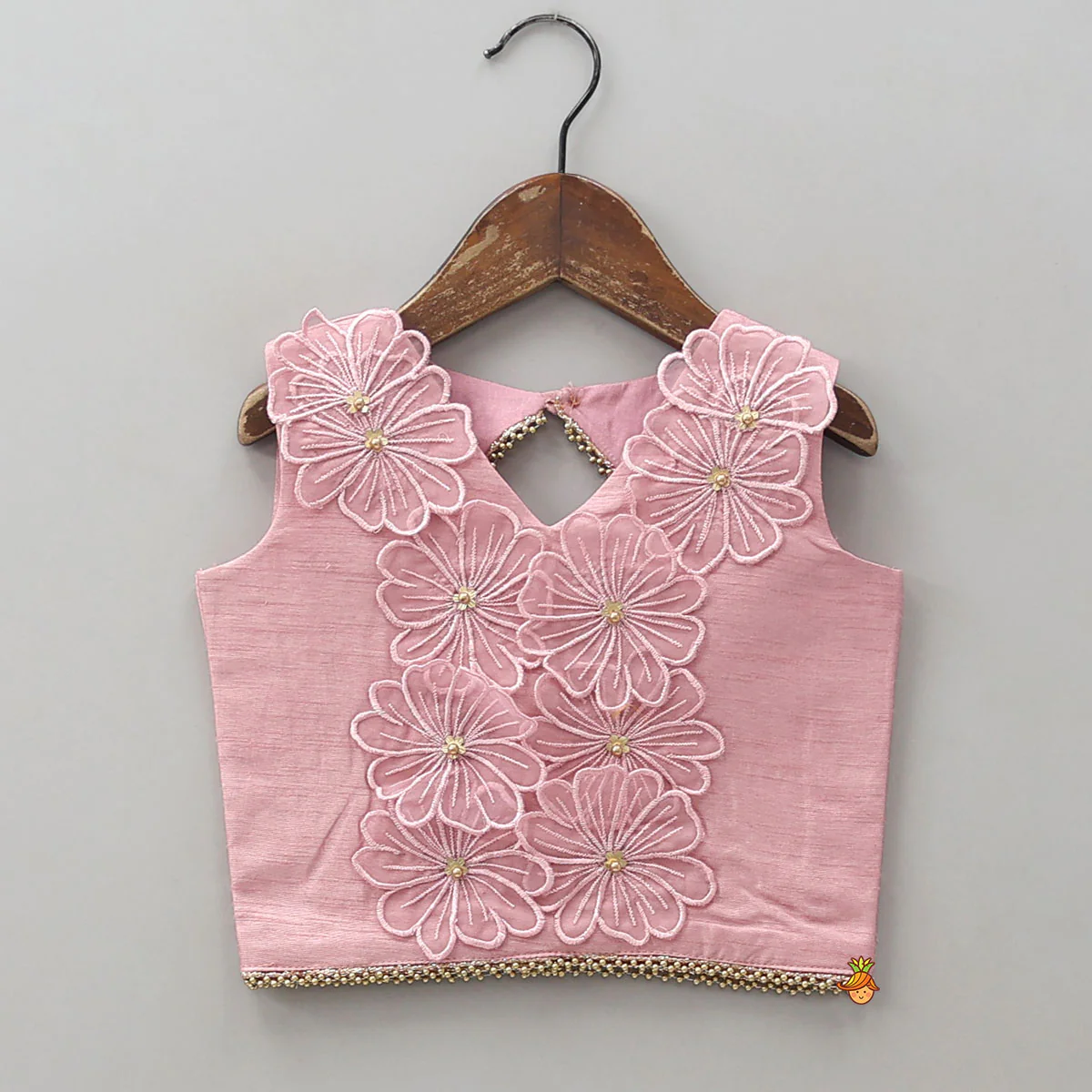 Floral Applique Work Elegant Top And Lehenga - Image 3