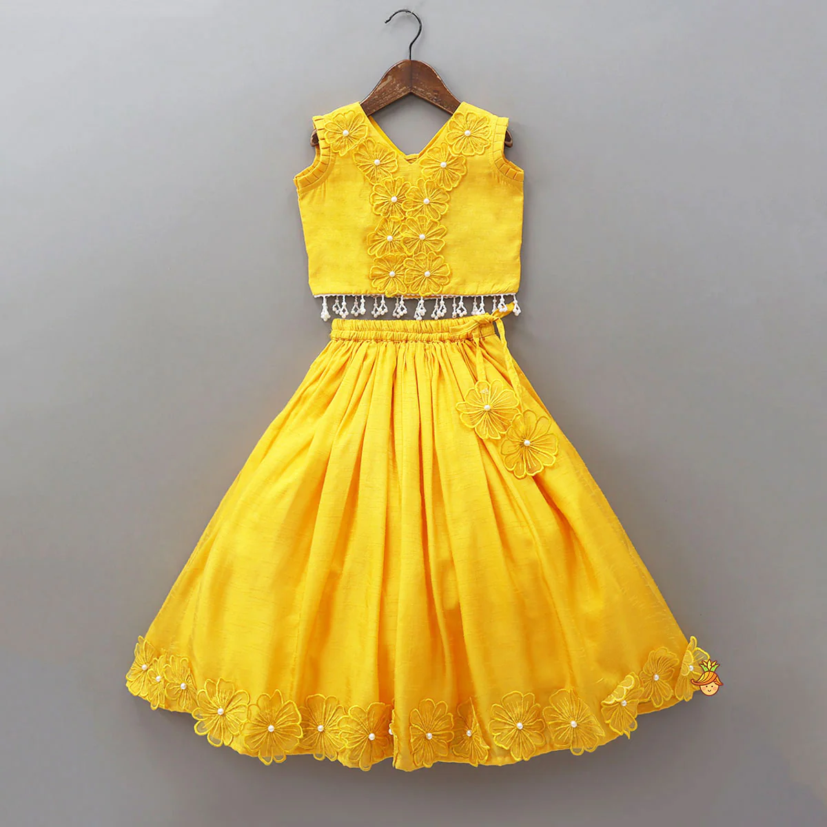 Floral Applique Work Top And Lehenga