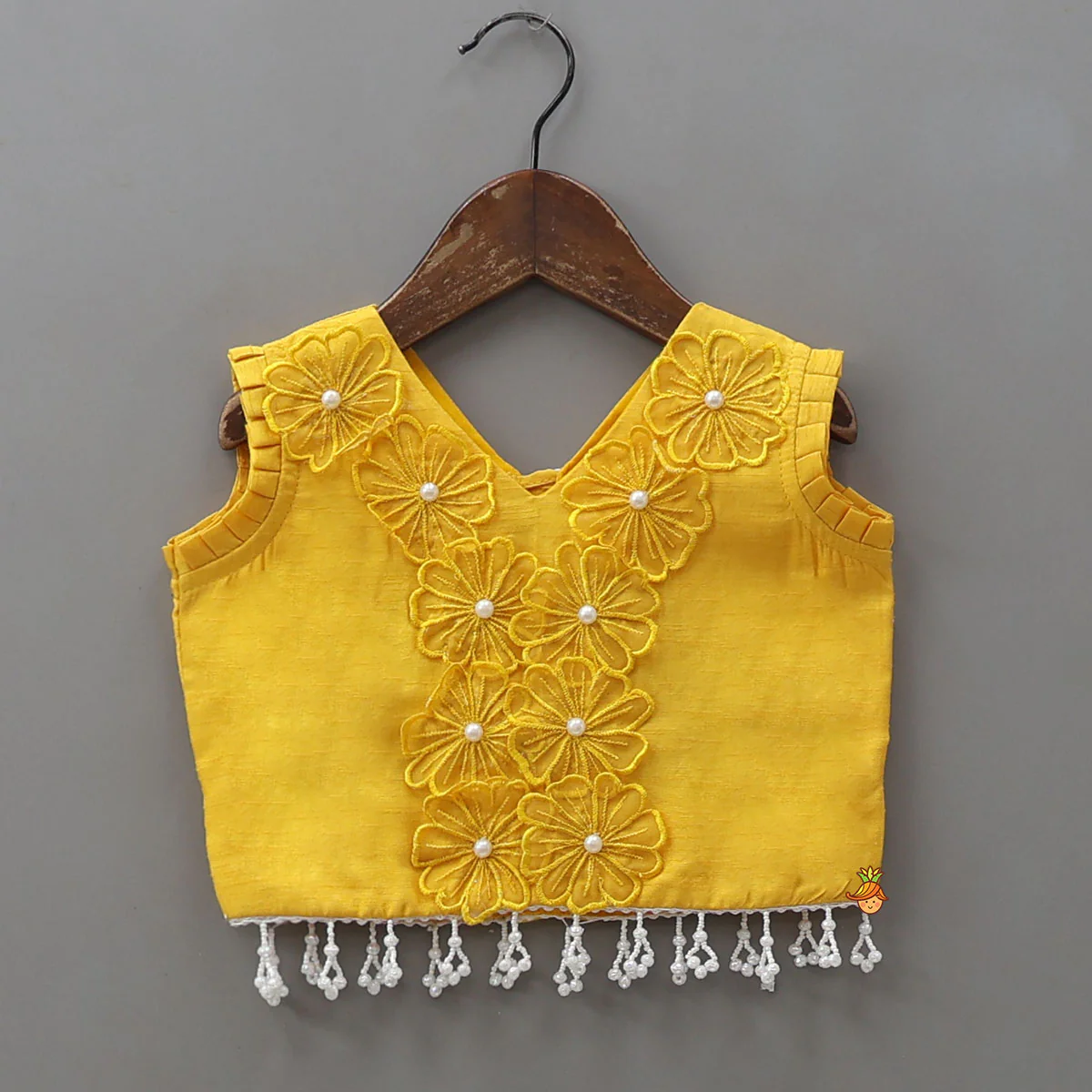 Floral Applique Work Top And Lehenga - Image 3