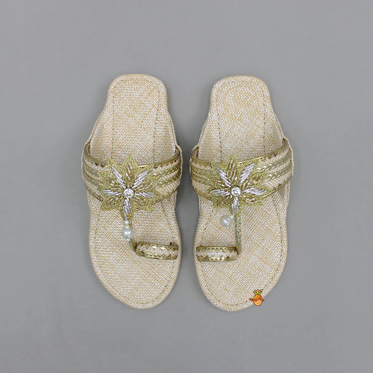 Floral Detailed Embellished Kolhapuri Flats - Image 3