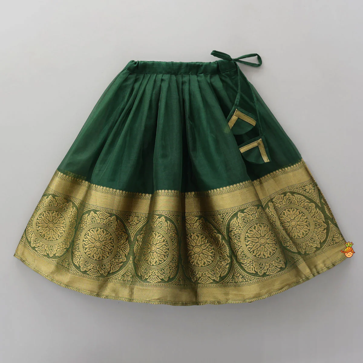 Floral Embroidered Scalloped Hem Top And Pleated Lehenga - Image 4