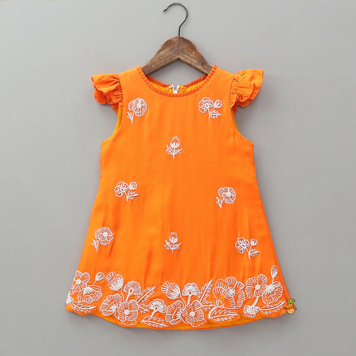 Floral Embroidered Kurti With Sharara And Dupatta - Image 4