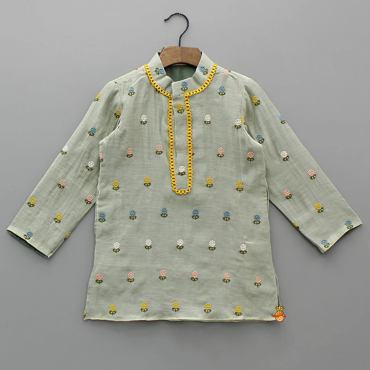 Floral Embroidered Mul Chanderi Kurta With Pyjama - Image 3
