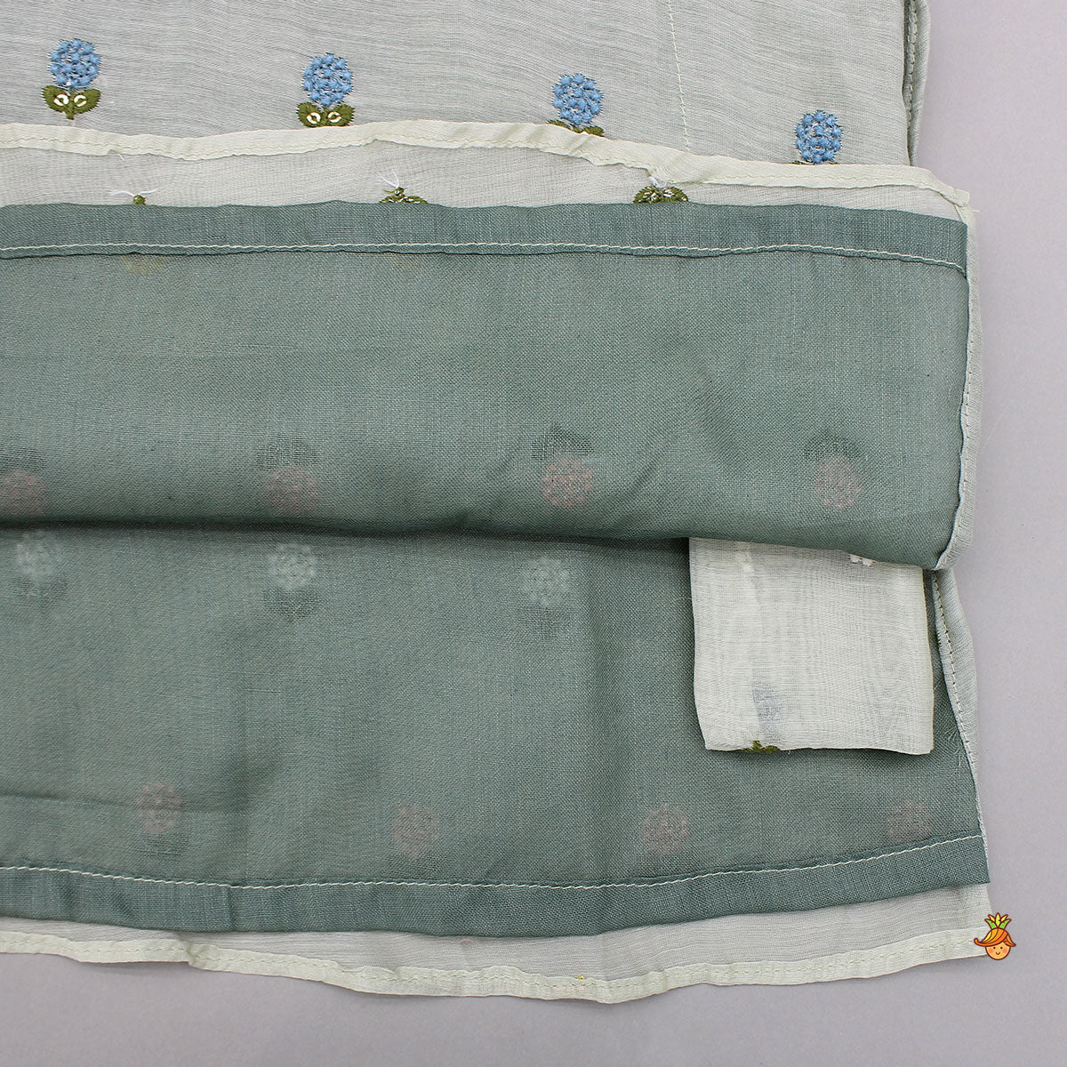 Floral Embroidered Mul Chanderi Kurta With Pyjama - Image 5