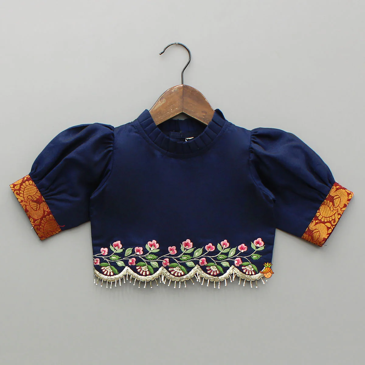 Floral Embroidered Top And Pleated Lehenga - Image 3