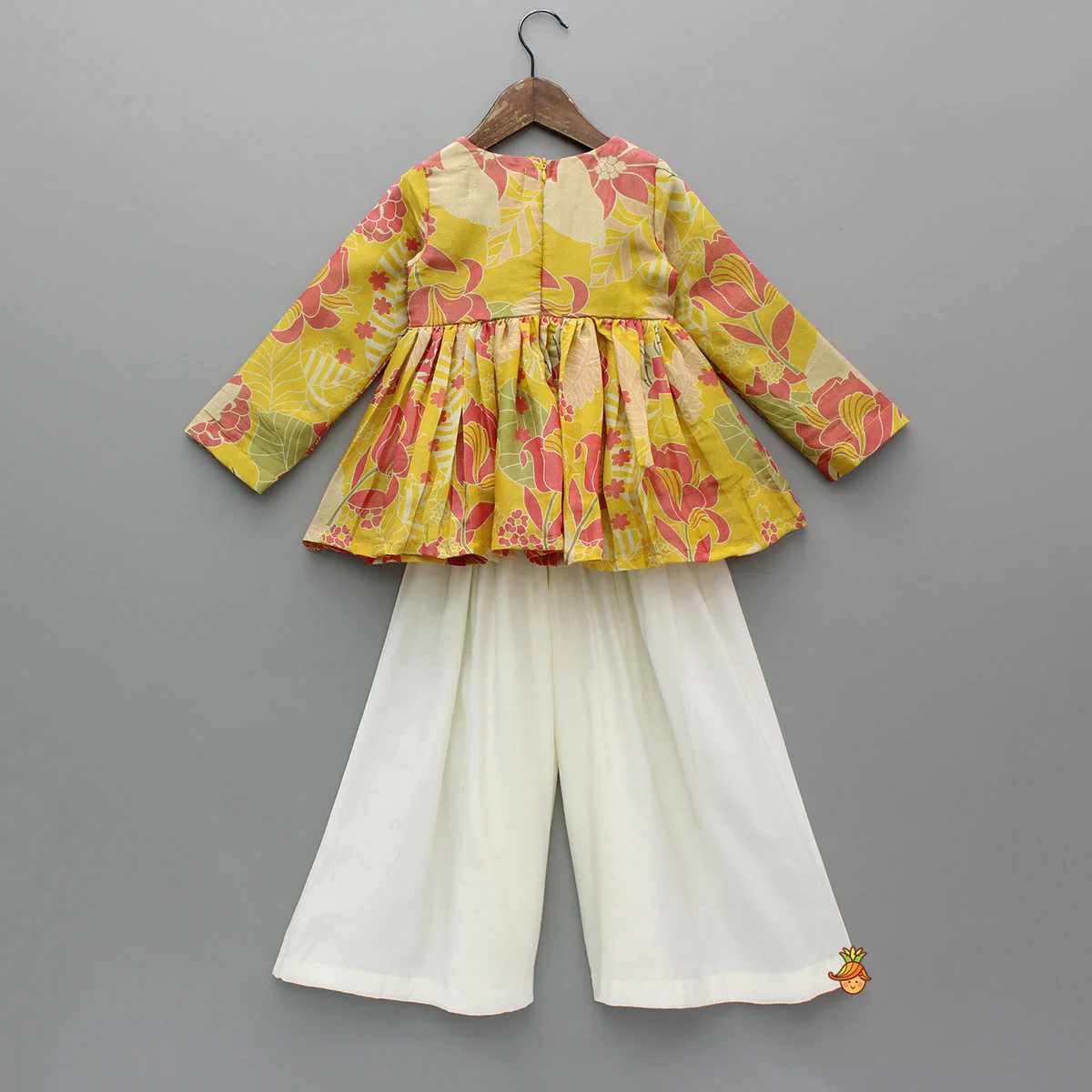 Floral Peplum Top With off White Palazzo - Image 2